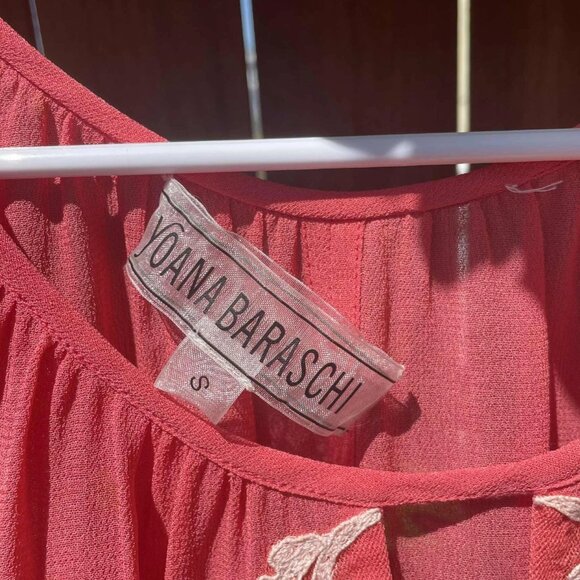 Anthropologie Yoana Baraschi Coral Embroidered Boho Peasant Blouse – Size S - Picture 5 of 5